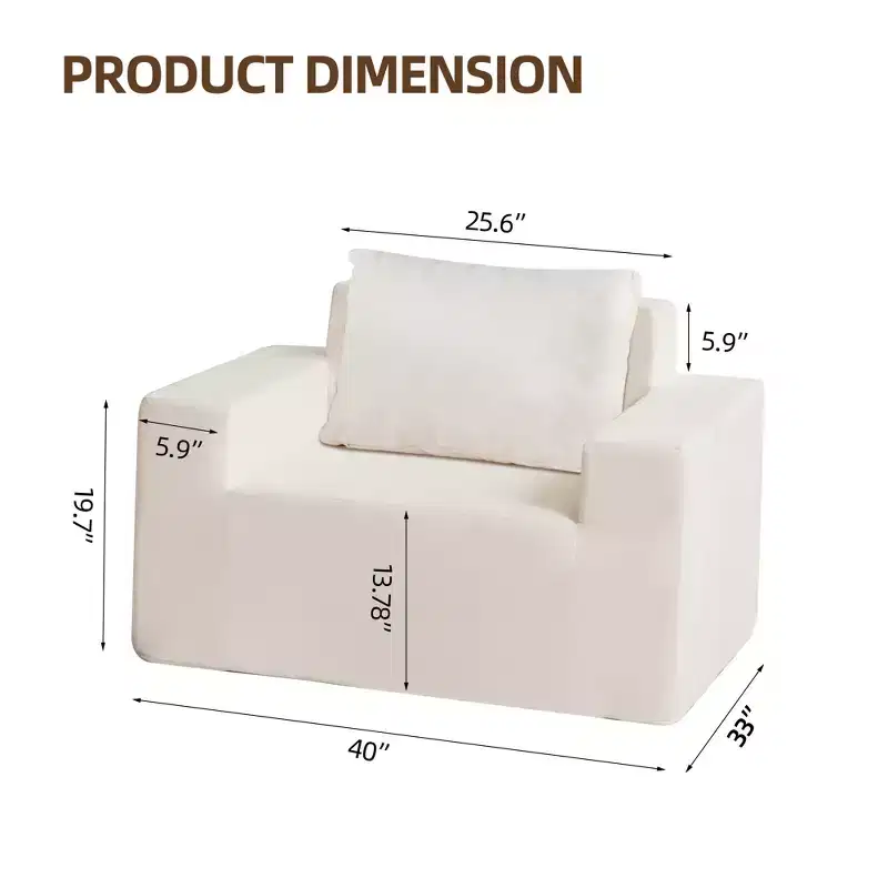 Foam Bean Bag Sofa in a Box with Pillow Large Comfy Couch for Living Room Bedroom or Gaming Area