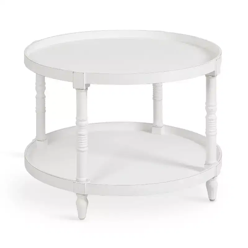 Kate and Laurel Bellport Round Wood Coffee Table, 29x29x21, White