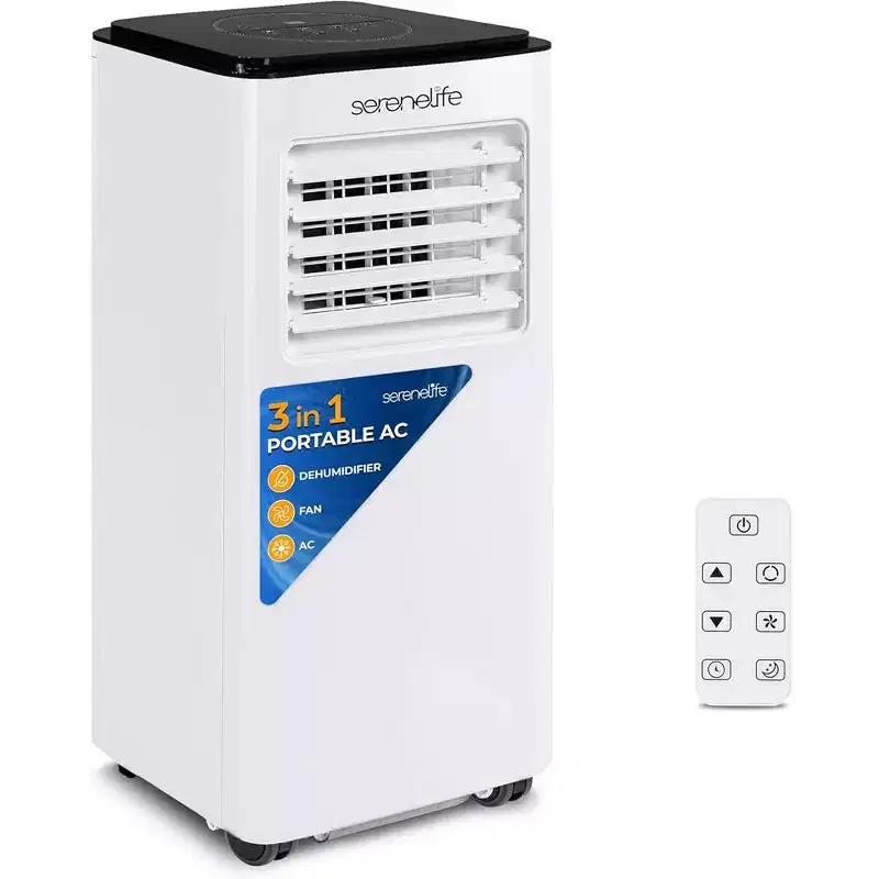 SereneLife SLACP803 Portable Air Conditioner with Dehumidifier & Fan  8000 BTU (White & Black)