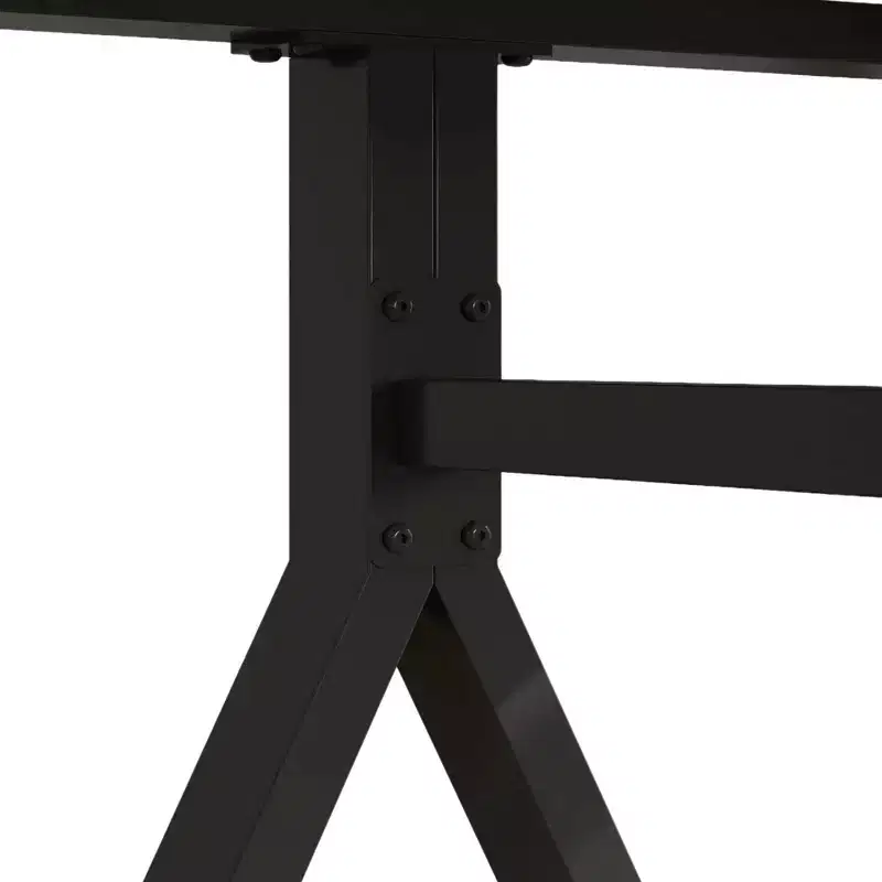 GDFStudio Daniela Modern Tempered Glass Rectangular Dining Table with Marble Design and Metal Legs