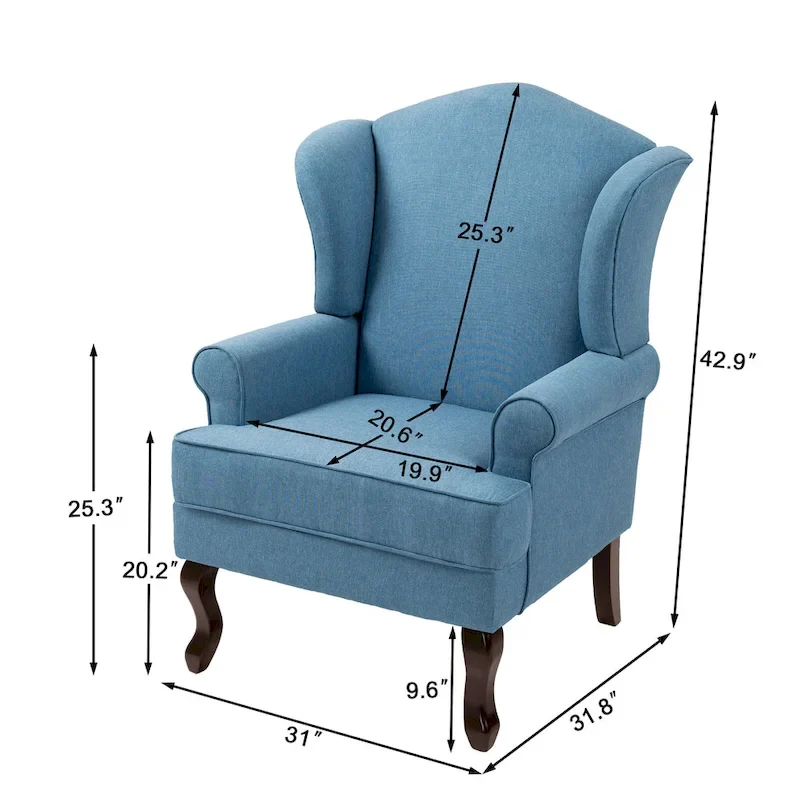 Mid-Century Modern Upholstered Wingback Accent Chair