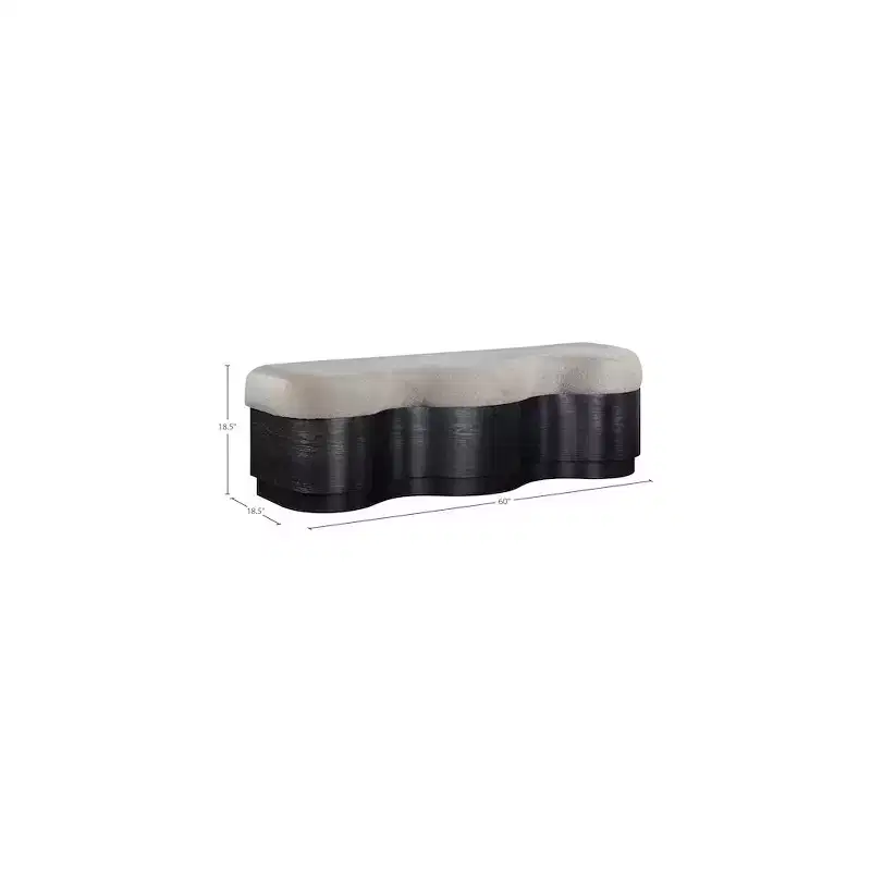 Meridian Furniture,Savoy Velour Fur Fabric Bench