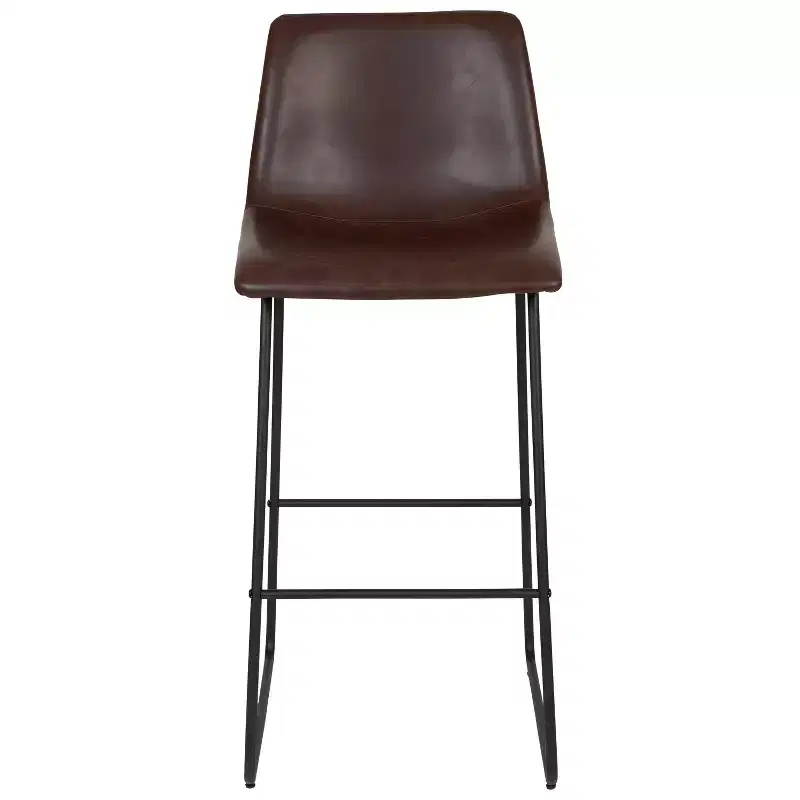 Merrick Lane 30 inch Faux Bar Height Bucket Seat Stools, Set of 2
