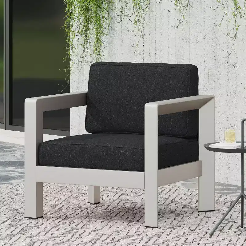 Christopher Knight Home Aviara Modern Outdoor Aluminum Club Chair with Cushions
