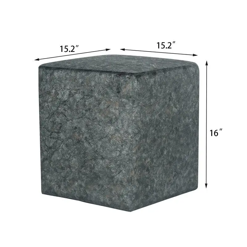 Adeco Square Ottoman Vanity Stool Fabric Upholstered Footrest Footstool