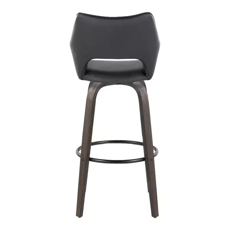 LumiSource Set of 2 Mustang Barstools Dark Wood/Black PU/Black Metal