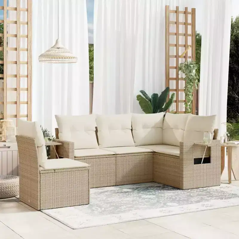 vidaXL Modular Garden Sofa Set with Cushions in Multiple Colors