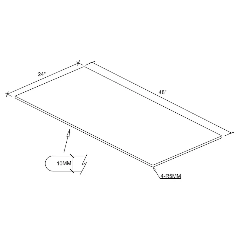 Rectangular Casual Clear Tempered Glass Top