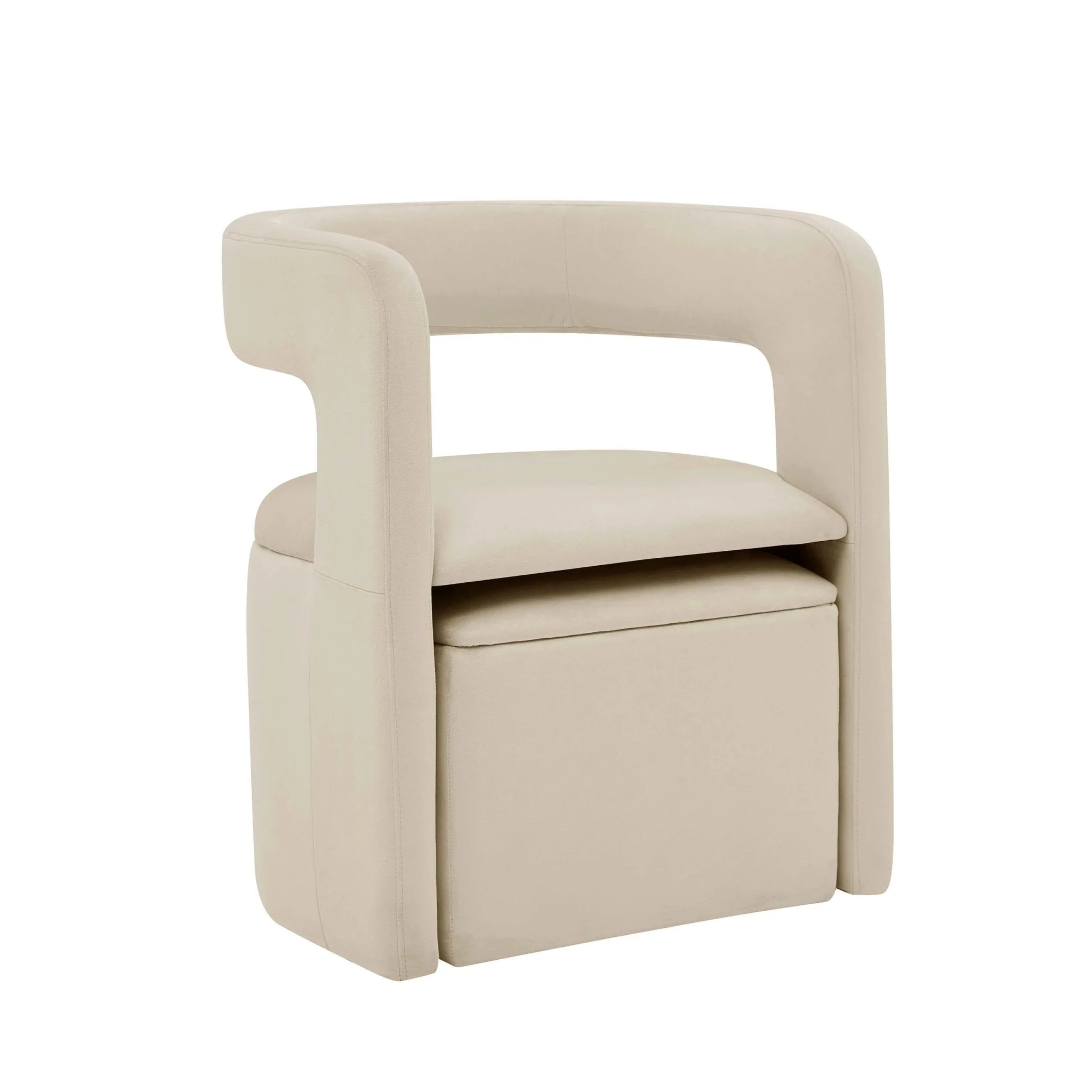 Organic Ecru Fabric Accent Chair with Relaxed Silhouette for Living Room