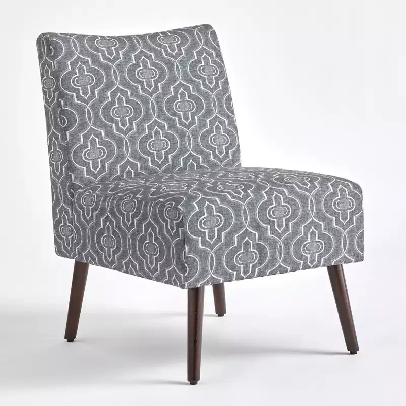 Petula Velvet Armless Accent Chair — Hardwood Frame, Foam Seat, Natural Finish