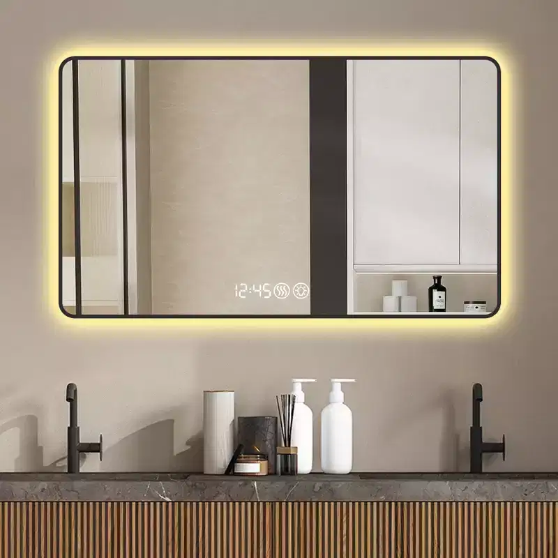 GDFStudio Rion Modern 39W Rectangular Vanity Mirror with Rounded Corners and 3 Lighting Modes