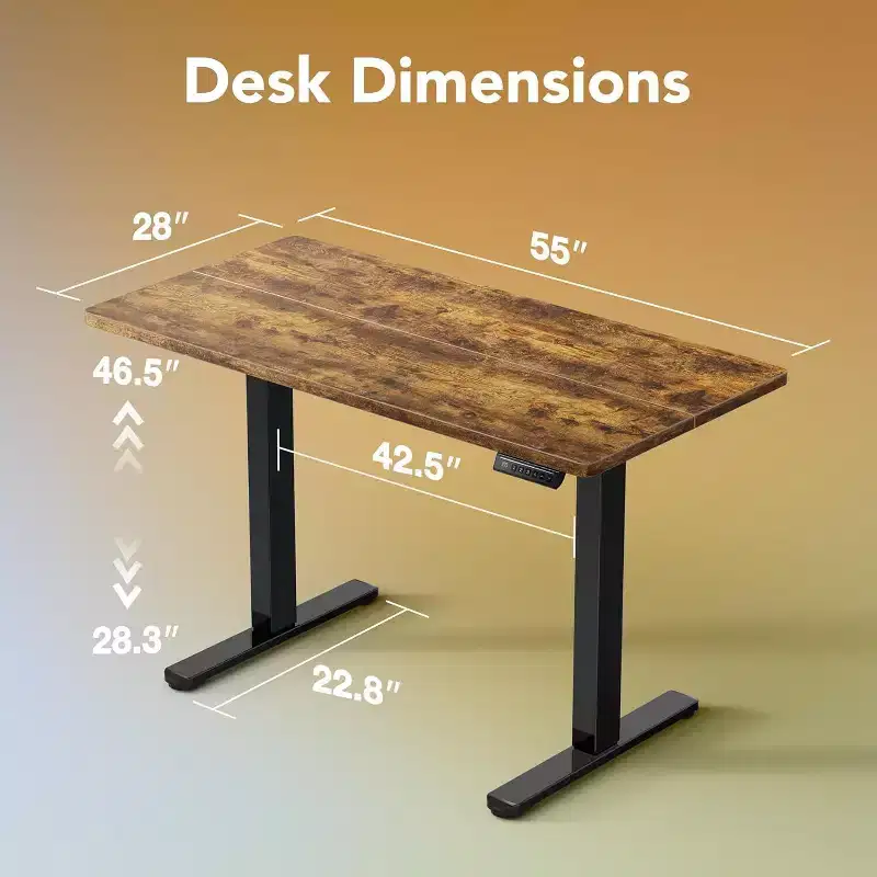 Electric Standing Desk, 55X28 Inch Height Adjustable Computer Desk with Storage Bag, 4 Height Memory Settings, Sit Stand Up Desk for Home Office