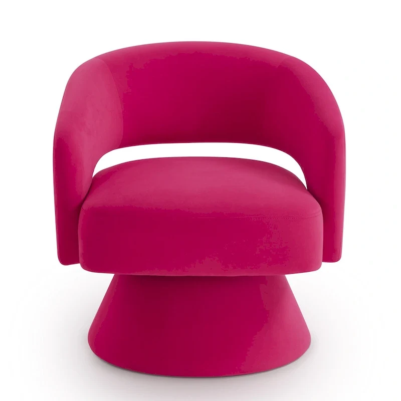 Modern Swivel Barrel Chair, Upholstered Velvet Round Accent Chairs,360 Degree Comfy Swivel Chair with Open Backrest