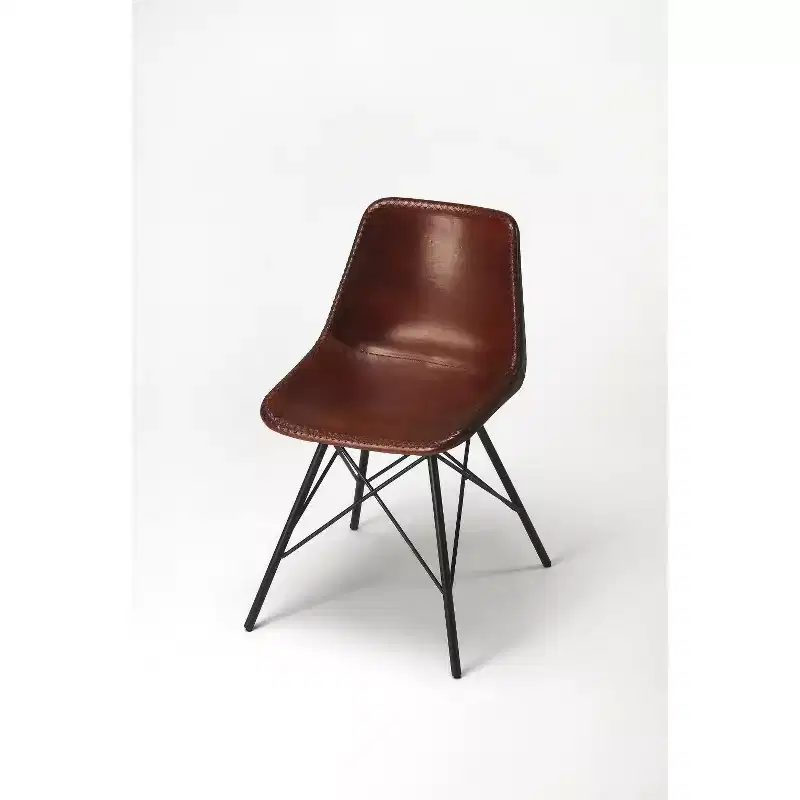 21 Brown And Black Faux Leather Side Chair