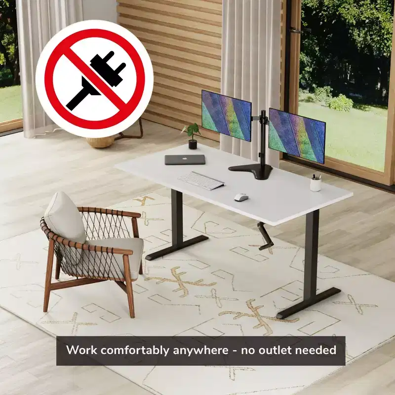 Hand Crank Sit-Stand Desk with 55