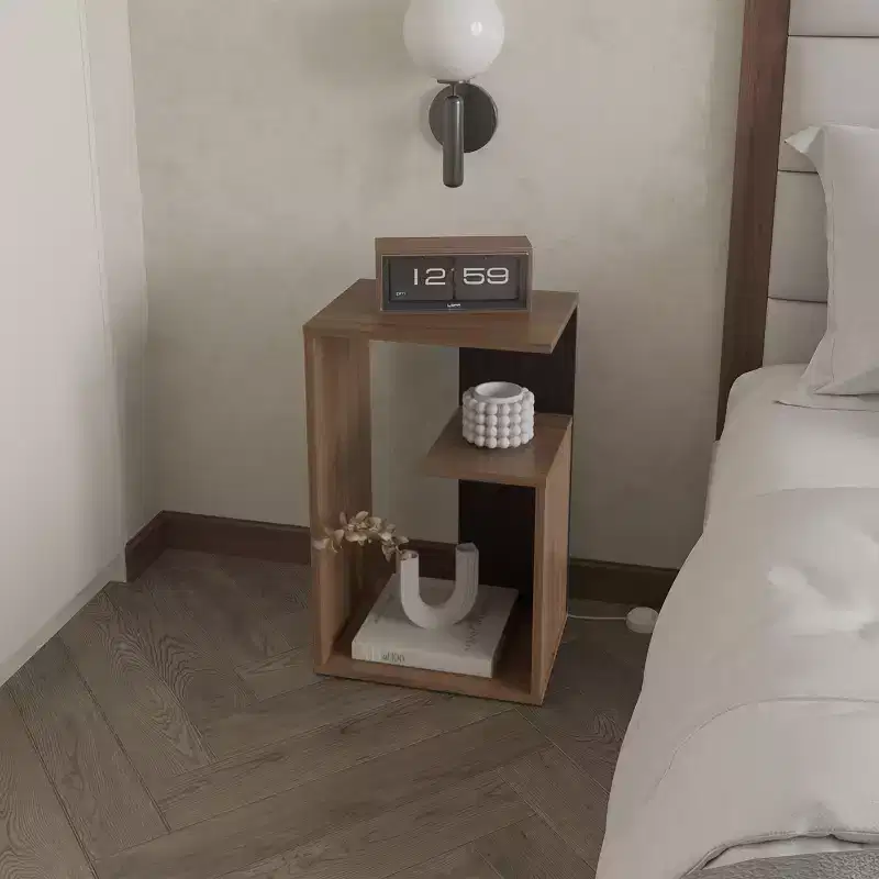MAYEERTY Console Table in Melamine with Open Storage Wengue 1pcs