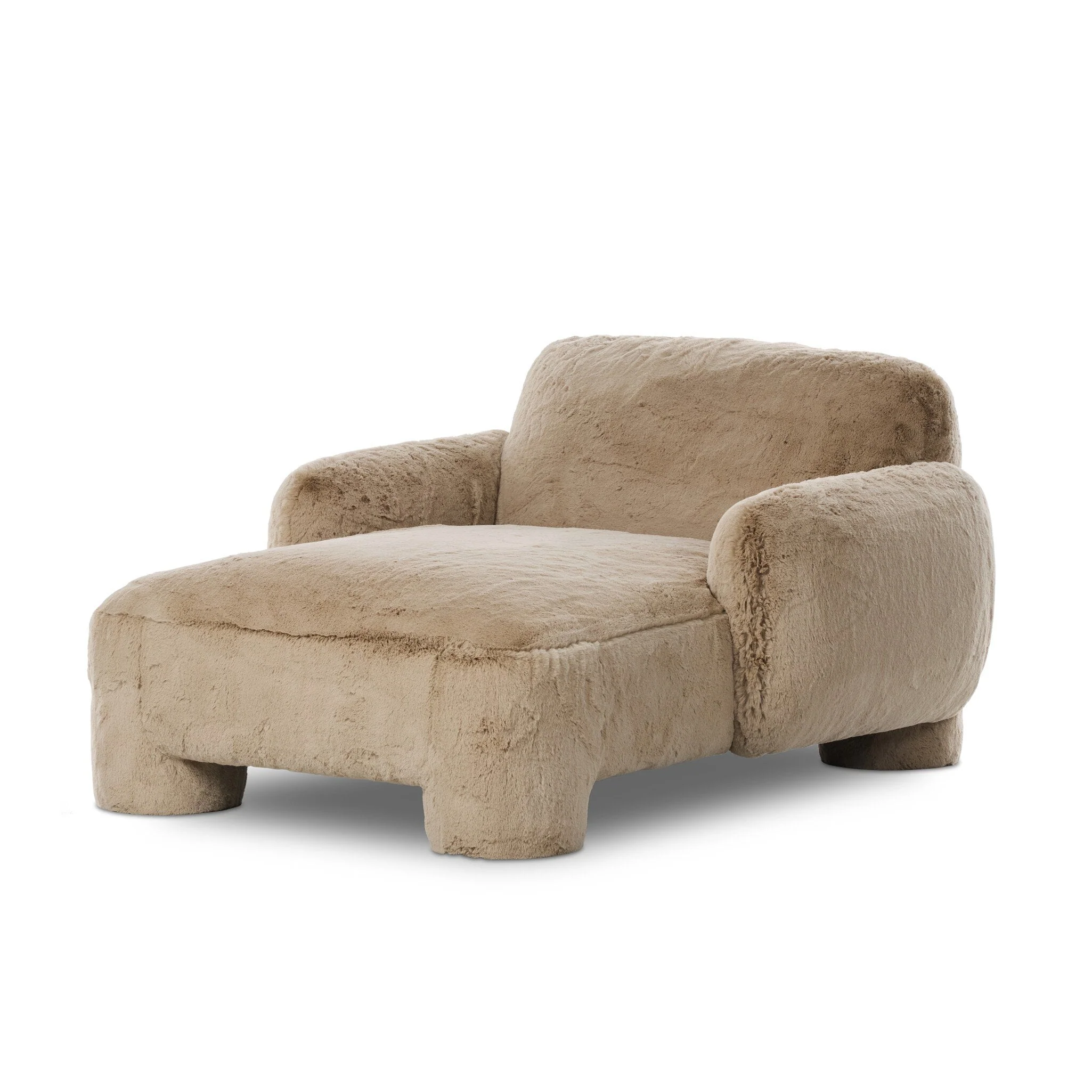 Solid Oak Gray Ceruse Dacron Wrapped Beige Boucle Sofa