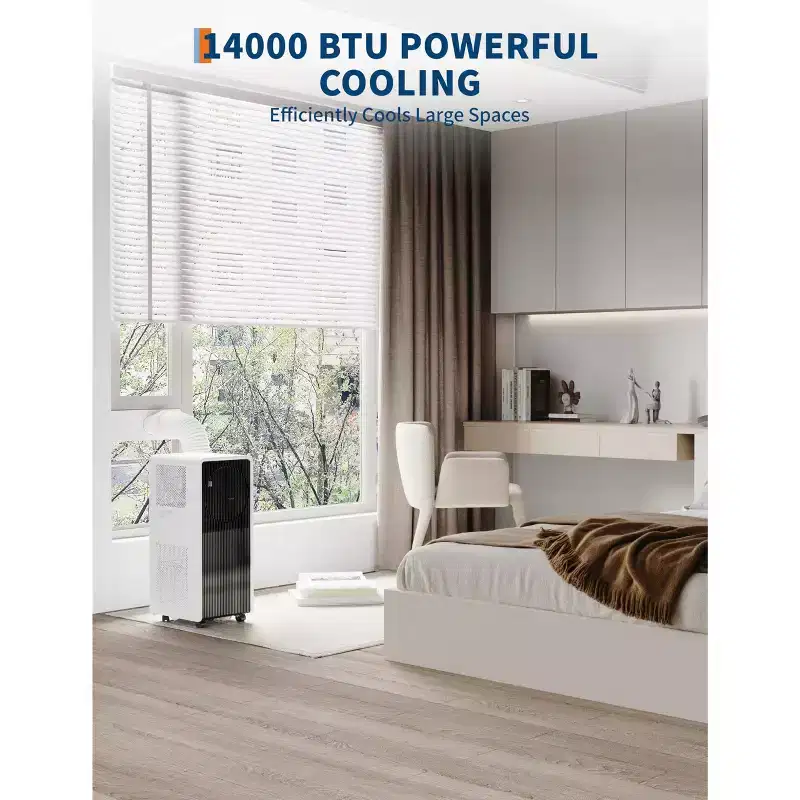 14,000 BTU Drainage-free Portable Air Conditioner for Indoor Rooms, 3 in-1 AC Unit for Bedroom 225-300 Sq.Ft
