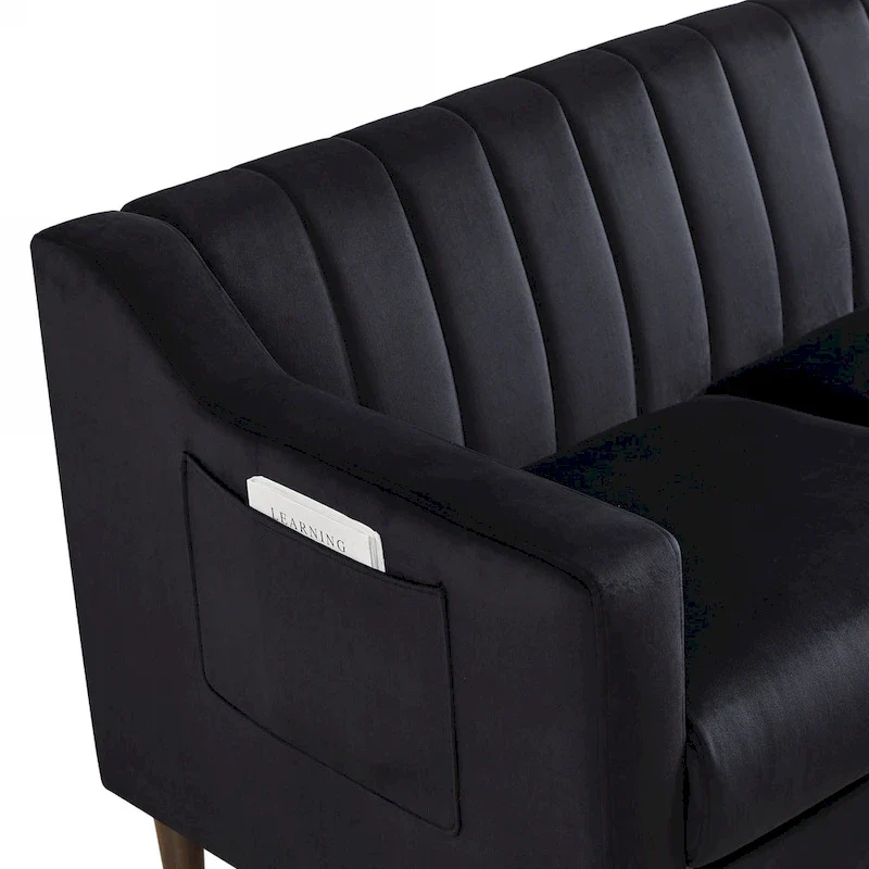 Modern Upholstered Tufted Accent Chair with Metal Legs