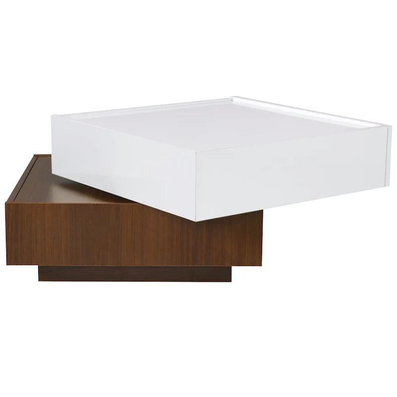 Rotating Coffee Table with 2 Drawers