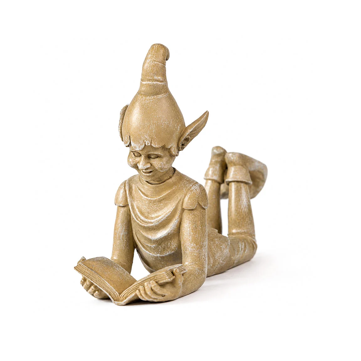 Large Resin Reading Elf Garden Ornament
