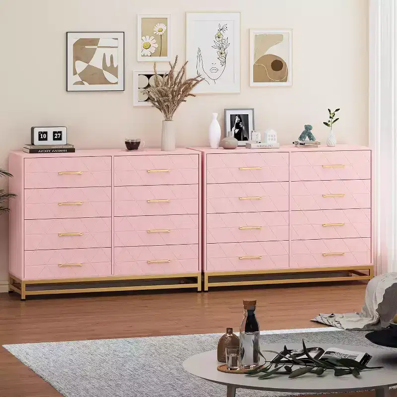 Dresser with 8 Drawers for Bedroom Large Storage Tower Wooden Chest of Drawers with 8 Storage Drawer for Bedroom Wide with Drawer Organizer Dresser