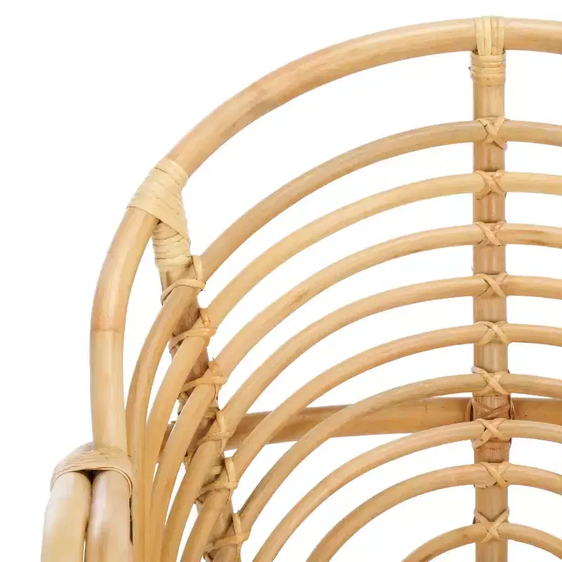 Rattan Accent Chair with Removable Cushion & Wood Frame