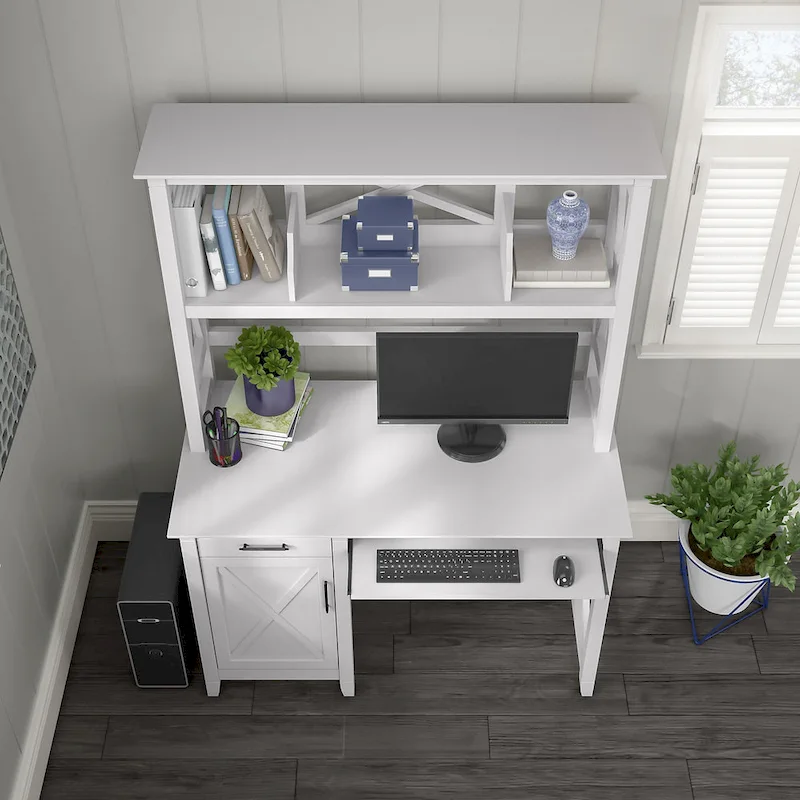 Key West 48W Small Computer Desk with Hutch by Bush Furniture