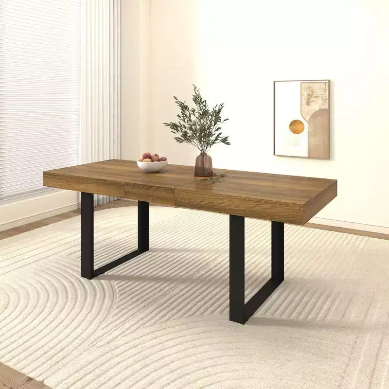 Okak 78IN Modern Expanding Dining Table for 8, Kitchen Table with Long Large Tabletop, Foldable Table for Party, Conference