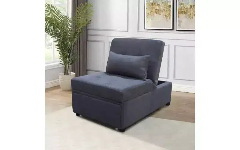 Adjustable Footstool Bed Stool Guest Sofa Chair, Modern Sleeper Sofa Guest Bed with Adjustable Backrest and Pillow for Bedroom, Living Room