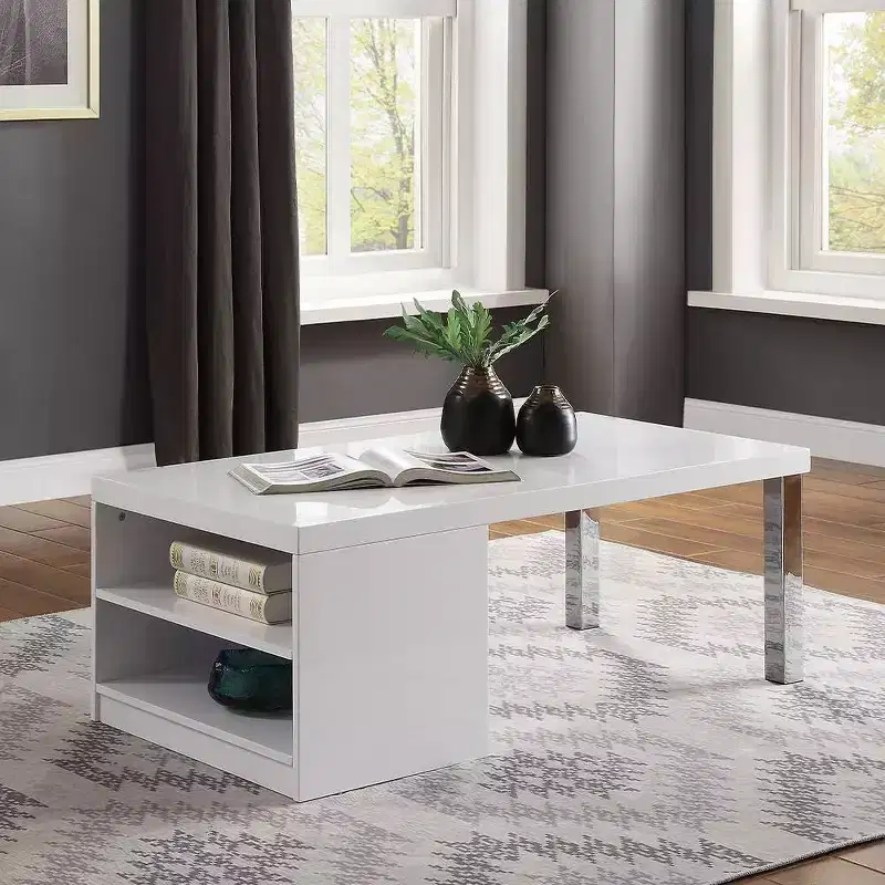 Acme Furniture Harta Coffee Table White High Gloss/Chrome