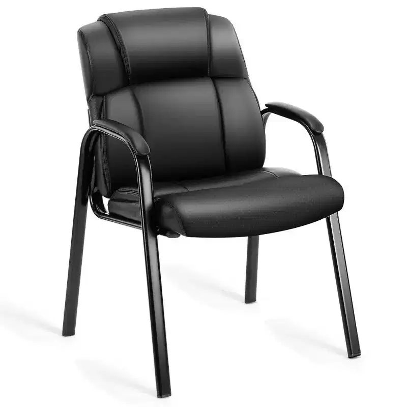 Classic PU Leather Guest Chair with Metal Legs – 250LB Capacity