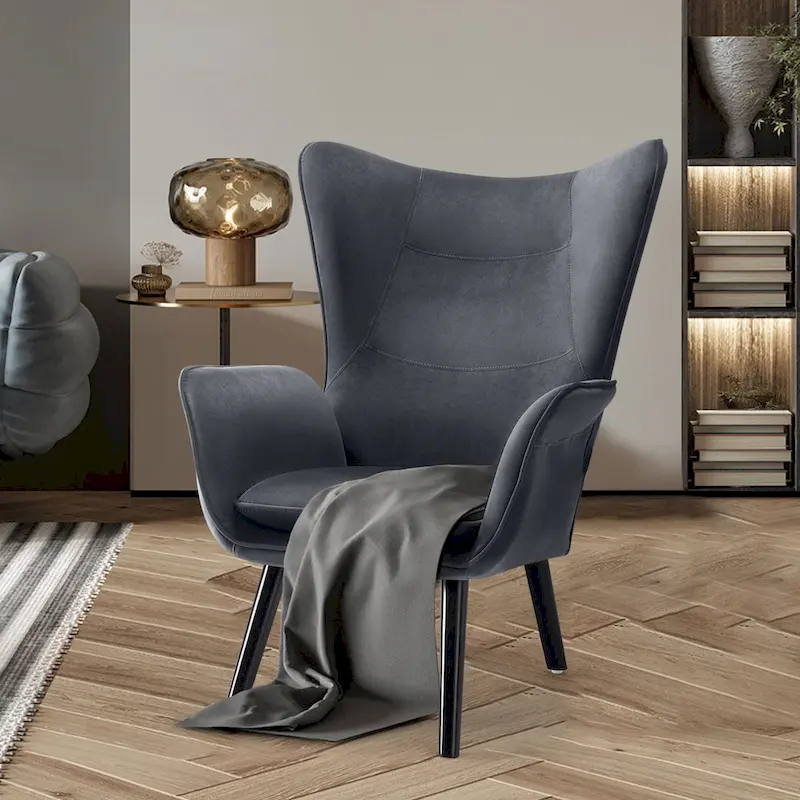 Upholstered Wingback Armchair Leisure Accent Chair, Single - 40.55 H x 28.34 W x 33.1 D