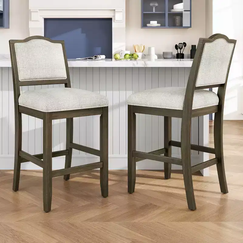 Brown / Cherry, Armless, Set of 2 Counter Height Bar Stools
