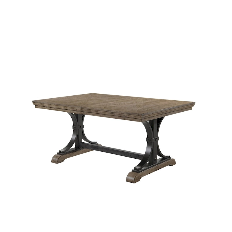 Roundhill Furniture Birmingham 7-piece Driftwood Finish Table with Nail Head Chairs Dining Set