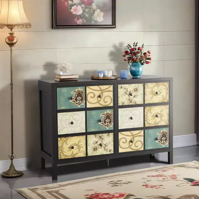 COZONY 6-Drawer Wooden Dresser, Vintage-Inspired Storage Cabinet for Bedroom and Living Room