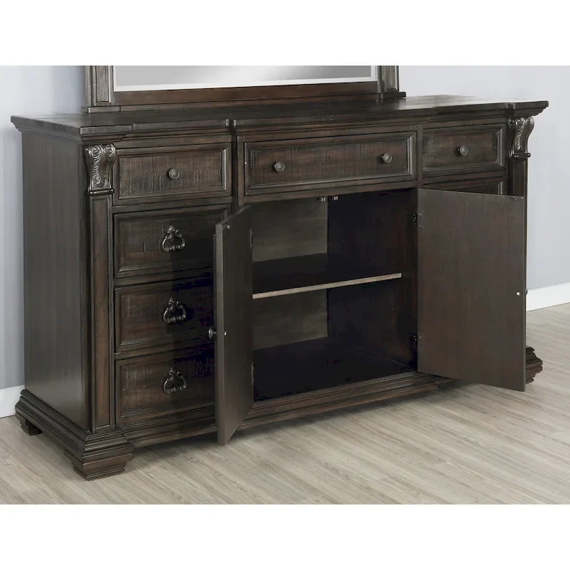 Roundhill Furniture Farson Distressed Dark Walnut Finish 4-piece Bedroom Set