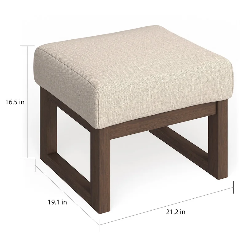 Carson Carrington Honningsvag Mid-century Modern Light Beige Upholstered Ottoman Stool