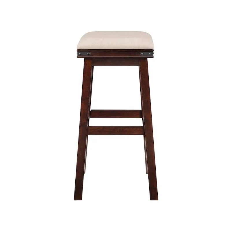 Spenser Rustic Backless Barstool with Faux Leather Seat