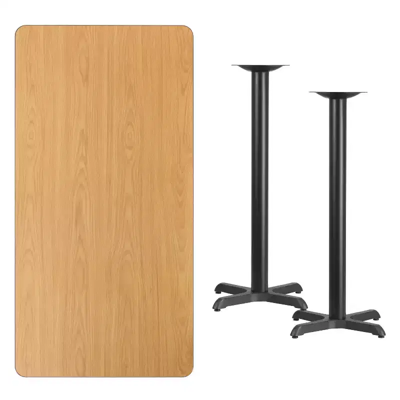 30''x60'' Bar Height Rectangular Table – Black / Mahogany / Natural / Walnut, Seats up to 6