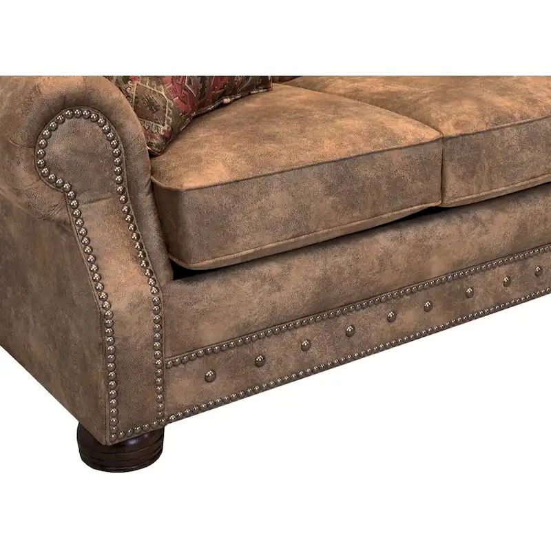 Rancho 2-pc. Rustic Brown Buckskin Sofa and Loveseat Set
