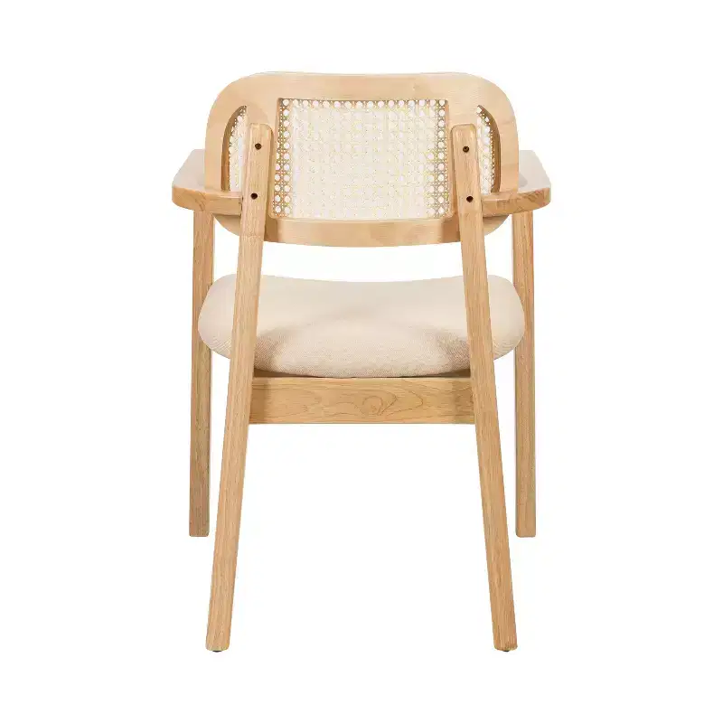 Christopher Knight Home Amaris Mid-Century Modern Wood Upholstered Dining Chair with Rattan-Weave Backrest (Set of 6)