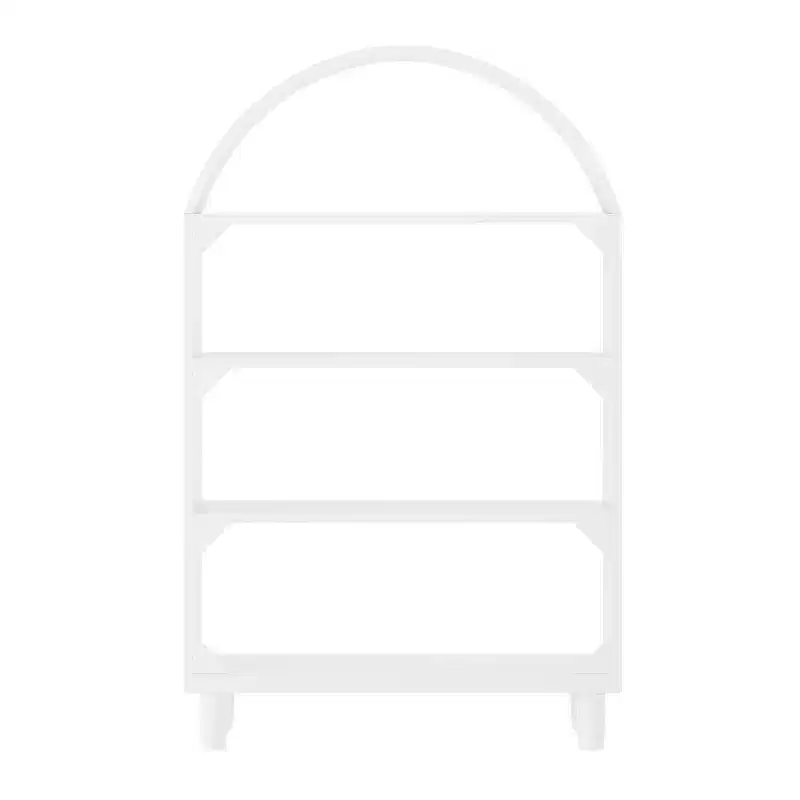 Buzz & Bloom Wood Open Bookshelf with Covered Rounded Top, 4 Shelves, and Cylindrical Legs