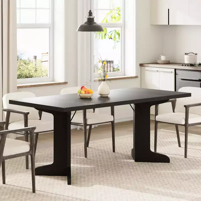 Melamine Iron Frame Rectangular Dining Table 71.7
