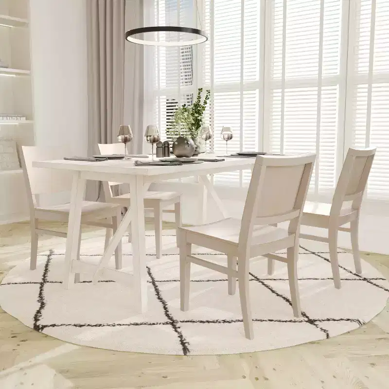 Emma and Oliver Set of 2 Dining Chairs with Curved Backrests and Solid Wood Constructions
