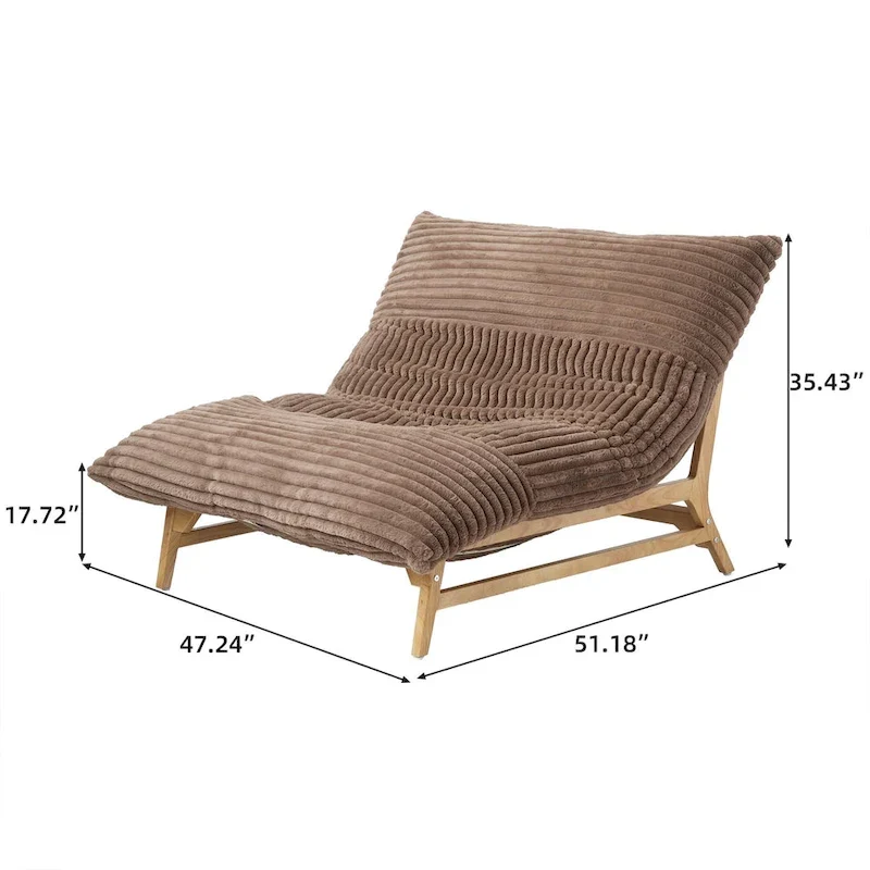 Bean Bag Accent Chair Large Plush Bean Bag Lounger with Solid Wood Frame Comfy Lounge Chair with Down Filling