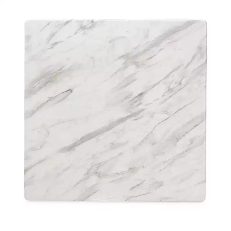 Kaylee Wood Dining Table White/Brown - Baxton Studio: Faux Marble Top, Square Shape, Splayed Legs