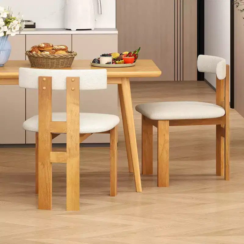 Costway Dining Chair Set of 4 Upholstered Kitchen Chair w/ Padded Seat & Curved Backrest