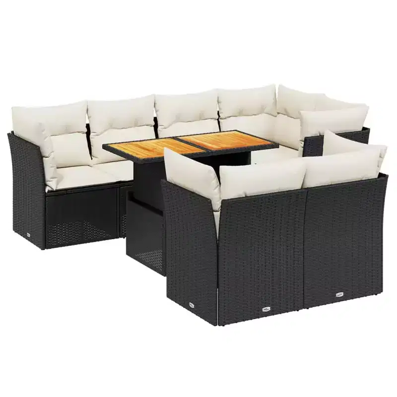 vidaXL Outdoor Sofa Set with Cushions - Modern Poly Rattan Design