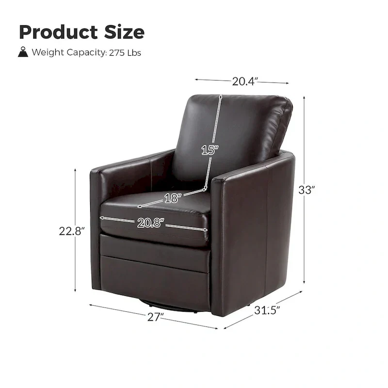 Navy/Turquoise/Green/Camel/Brown/Black/Ivory/Grey Faux Leather Swivel Barrel Accent Chair — 1-Seat